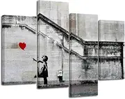 [Wieco Art] Canvas Print Painting Picture Photo Wall Art Home Decor Banksy Balloon Girl Gray