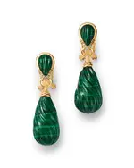 Bloomingdale's Fine Collection Malachite & Diamond Carved Drop Earrings in 14K Yellow Gold