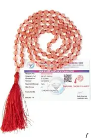 Natural Crystal Cherry Quartz mala Natural Crystal Stone 6 mm 108 Beads Jap Mala