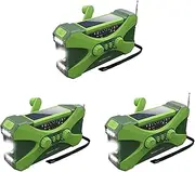 3X 10000MAh Emergency Radio, Solar Hand Crank Radio, Portable Radio with Phone Charger, LED Flashlight Green