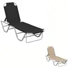Sun Lounger Aluminium and Textilene Sunbed Sunchair Day Bed Black/Green vidaXL