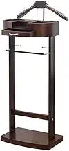 Men's Valet Stand, Wood Crease-Free Suit Coat Stand Storage, Freestanding Garment Rack Organizer with Tray for Enterway Office Bedroom(Brown)