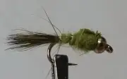 1 Dozen - BH Olive Hare's Ear - Wet Nymph Fly - Trout