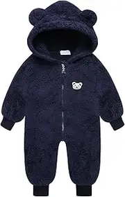 [Mokitoni] Baby Boy Winter Bear Snowsuit Toddler Girl Fleece Jumpsuit Infant Warm Snow Suit