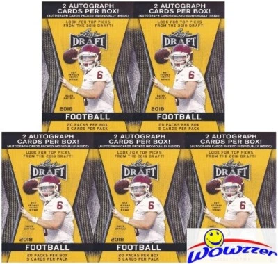 (5) 2018 Leaf Draft Football Factory Sealed 20 Pack Blaster Box-10 AUTOGRAPHS