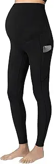 [Aomhrek] Black Maternity Leggings Stretchy Pregnancy Leggings Maternity Yoga Pants Can Be Worn All Year Round Maternity Pants Workout Leggings with Pockets