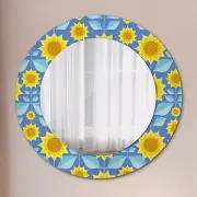 Wall Mounted Mirror with Glass Frame Home Decoration geometric sunflowers