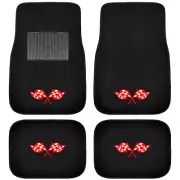 New 4pc Set FLAG CHECKERED RED Auto Car Truck Front Back Carpet Floor Mats (for: Lexus)