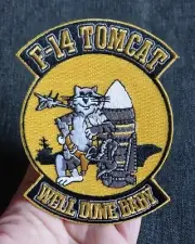 NAVY TOMCAT PATCH ~ F-14 TOMCAT ~ WELL DONE BABY ~ US MILITARY PATCH