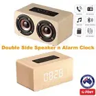 SESO Double Horn Wooden Bluetooth Speaker Digital Alarm Clock AUX for PC