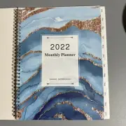 2022 Academic Calendar Planner Blue Gold Marble Glitter Weekly-Monthly 11"x8.5"