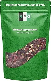 NPG Premium Szechuan Red Peppercorns Sichuan Whole Peppercorns 4 Ounces, A Mouth-numbing Spice, Red Sichuan Peppers for Kung Pao Chicken, Mapo Tofu, and Chinese Cuisine