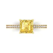 2.7Ct Asscher Cut Natural Citrine Solid Gold Engagement Promise Statement Ring