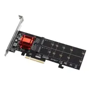 Dual M.2 NVMe PCIe Adapter PCI-E3.1 X8 ASM2812 Expansion Card