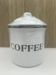 White Enamelware Metal COFFEE Canister Container Farmhouse Rustic Kitchen NEW