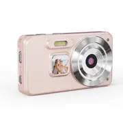 Digital Camera, Autofocus 4K 64MP Point and Shoot Digital Cameras for Teens, 18X Zoom Anti Shake Compact Video Camera for Kids Beginner, Pink