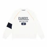 在飛比找momo購物網優惠-【KANGOL】長袖 大學T 白 大LOGO 微高領 中性(