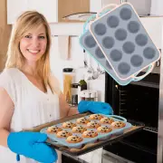 Silicone Muffin Pan 12 Cups Mini Muffin Pan Nonstick Muffin Baking Mold xiZoD