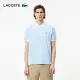 【LACOSTE】男裝-L.12.12 條紋棉質短袖 Polo 衫(淺藍/白色)