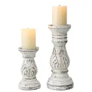 Willow & Silk Handmade 20cm Eternity Wooden Pillar Candle Holder/Table Decor