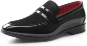 Bruno Marc Men's Tuxedo Patent Loafers Classic Velvet Slip-on Dress 13, Black
