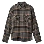 Brixton Bowery Flannel Charcoal Black Cinder Grey Button Up Shirt