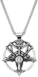 [TYMONT] Pentagram Goat Head Necklace, Devil Satan Pendant Necklace, Fashion Steampunk Skull Goat Head Pendant Necklace