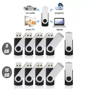 8GB 16GB Memory Stick USB 2.0 Storage Swivel Flash Drive Thumb Pen Drives 10Pack