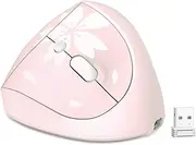 Mini Vertical Ergonomic Mouse Wireless - for Small Hands, 2.4G Silent Rechargeable Cordless Computer Mice with USB Receiver/3 Adjustable DPI/5 Buttons for Desktop, PC, Laptop, MacBook - Pink Mytrix