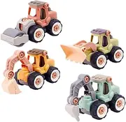 Hohopeti 4Pcs Detachable Engineering Vehicle for Assemble Car Trucks Educational Sandbox Playset Safe Design for Hand Eye Coordination Development Birthday Present