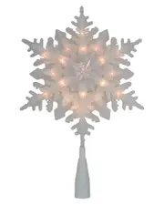 Northlight 10in Lighted Frosted 3-D Snowflake Christmas Tree Topper