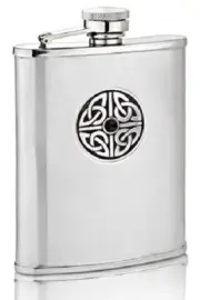 A.E. Williams Stainless Steel Hip Flask Pewter 4 Triag Knot Great Gift #F4812