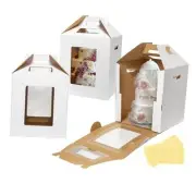 3 Pack Tall Cake Boxes for Tier Cakes 12x12x14 Inch Disposable Layer Tall