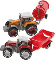 2Pcs Farm Truck Model Simulated Transport Tractor for Boys Educational Car Figurine Enhances Imagination and Communication Skills Plastic for Ages