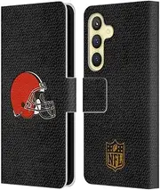 Head Case Designs Officially Licensed NFL Football Cleveland Browns Logo Leather Book Wallet Case Cover Compatible with Samsung Galaxy S24 5G