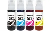4x Non-OEM T522 Ink BCMY for Epson ET-2710 ET-2720 EcoTank ET-1110 ET1110