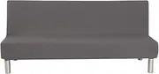 Solid Colour Armless Sofa Bed Cover Polyester Spandex Stretch Futon Slipcover Protector 3 Seater Elastic Full Folding Couch Sofa Cover fits Folding Sofa Bed without Armrests 80" x 50" in (Grey)
