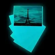 Everyglow Glow in The Dark Photo Paper, Luminous Printing Paper Photoluminescent Inkjet Printing Paper Glow Paper Glow in Dark Photo Paper for Pictures Halloween (5pcs A4 per Pack) (Turquoise)