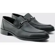 Mens Black Faux Leather Suede snaffle loafer