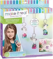 Make It Real - DIY Terrarium Jewellery. Terrarium Bottle Pendant Making Kit for Girls. Arts and Crafts Kit to Design and Create Beautiful Terrarium Pendants with Flowers, Gems, and Charms