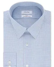 Calvin Klein Men’s Slim Fit Performance Blue Check- Dress Shirt- 15-15 ½ - Med