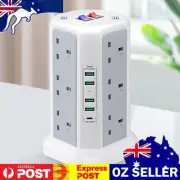 UK 1.8M Tower Extension Lead with USB Slots with Switch PD18W Tower Power Strip