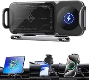 2024 High Intelligent Mobile Phone/Pad Holder, Wireless Car Charger Mobile Phone Holder, 2-in-1 Automatic Rotating Tablet Holder Car, 15 W Magnetic Car Charger for Foldable Mobile Phones (Silver)