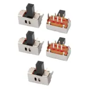 5Pcs 2 Position 6P DPDT Panel Mount Micro Slide Switch Latching Power Switch