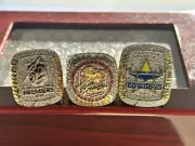 3 Set NRL Permiership ring W/ Box, Melbourn Storm, Brisbane Broncos & Nth QLD