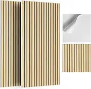 6Pack Acoustic Panels, Fluted Slat Sound Proof Panels for Walls, Decorative Self-Adhesive Wood Grain Printing Sound Absorbing Panels for Recording Studio, Home, Office, 24×24×0.4", Natural Oak Grain