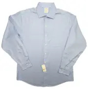 Brooks Brothers Oxford Shirt Mens 16 34 Blue Tattersall Stretch Supima LS $134