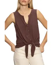 Sanctuary Notched Button Front Tee