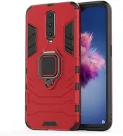 [SATURCASE] Case for Oppo R17 Pro, Ring Kickstand Hybrid 2 in 1 [PC & Silicone] Dual-Layer Bumper Shockproof Protective Cover for Oppo R17 Pro (HZ-Red)