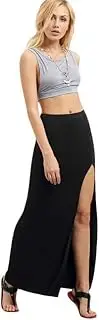 [Generic] Women's Solid Color High Waist Side Split Maxi Skirt